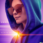 Female gamer wearing sunglasses